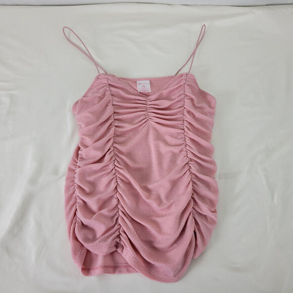 No Boundaries Shirt Juniors Medium‎ Pink Spaghetti Strap Cinched Camisole Top - Picture 3 of 10